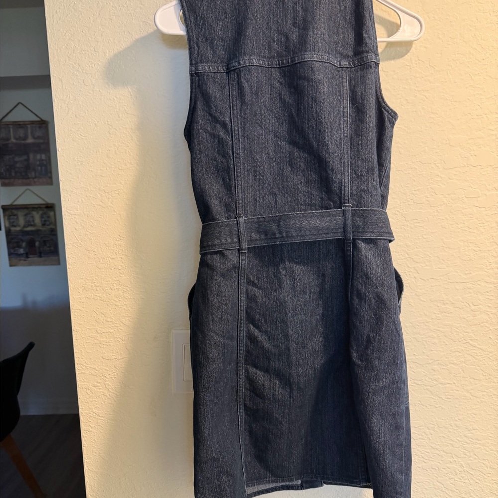 Michael Kors Dark Blue Denim Sleeveless Shirt Dress with Tie Belt - Picture 5 of 5